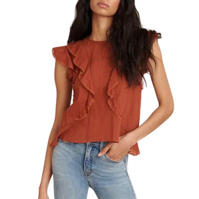 Veronica Beard Aira Ruffle Top In Rust In Brown