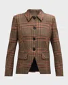 Veronica Beard Aire Houndstooth Check Wool Dickey Jacket In Camel/black