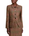 Veronica Beard Aire Houndstooth Check Wool Dickey Jacket In Camel/black