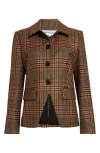 Veronica Beard Aire Houndstooth Check Wool Dickey Jacket In Camel/black
