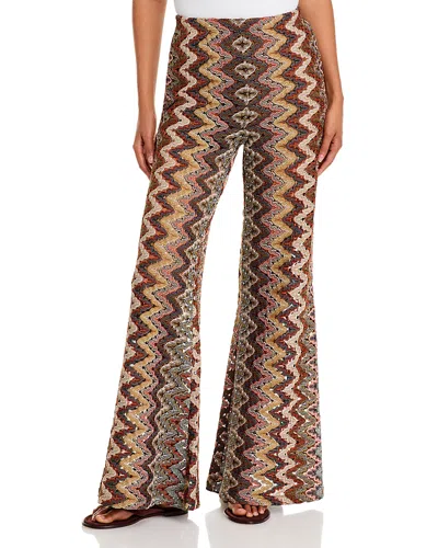 Veronica Beard Aisher High Rise Crocheted Flare Pants In Animal Print
