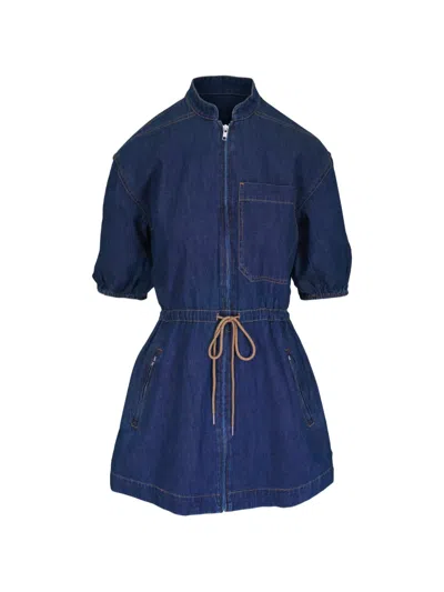 Veronica Beard Akerman Zip Mini Dress In Blue