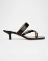 Veronica Beard Alanis Leather Crisscross Slide Sandals In Black