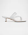 Veronica Beard Alanis Leather Crisscross Slide Sandals In Coconut