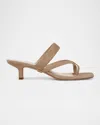 Veronica Beard Alanis Leather Crisscross Slide Sandals In Sand Beige Suede