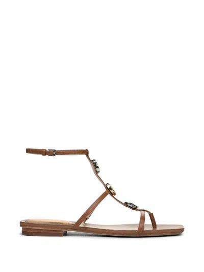 Veronica Beard Alba Pebble-embellished Sandals In Brown