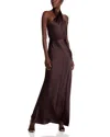 Veronica Beard Alberta Silk-blend Satin Maxi Dress In Dark Chocolate