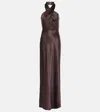 Veronica Beard Alberta Silk-blend Satin Maxi Dress In Brown
