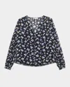 Veronica Beard Alec Floral Blouse In Black Multi In Navy Multi