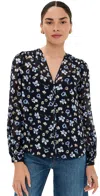 Veronica Beard Alec Floral Blouse In Black Multi In Navy Multi
