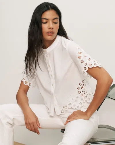 Veronica Beard Aleck Lace Button-down Shirt In White
