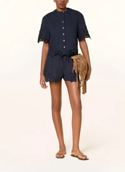 Veronica Beard Aleck Lace Button-down Shirt In Navy In Blue