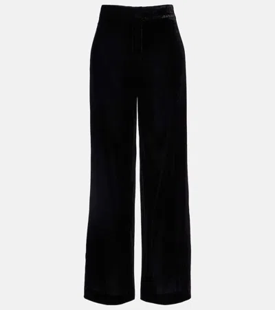 Veronica Beard Alex High-rise Velvet Wide-leg Pants In Black