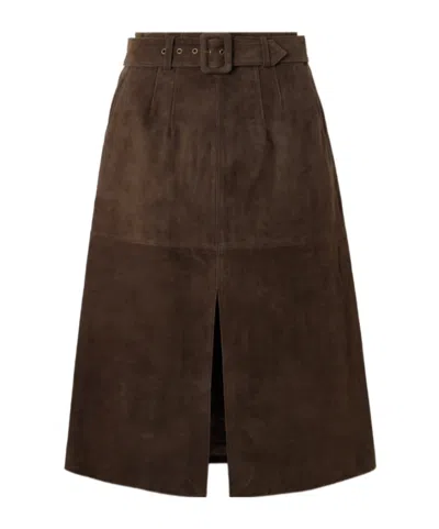 Veronica Beard Alexie Belted Midi Skirt In Brown