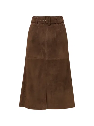 Veronica Beard Alexie Belted Panelled Skirt In Brown