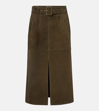 VERONICA BEARD ALEXIE BELTED SUEDE MIDI SKIRT