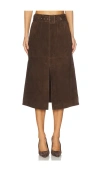 Veronica Beard Alexie Belted Suede Midi Skirt In Brown