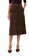 Veronica Beard Alexie Suede Midi Skirt In Brown