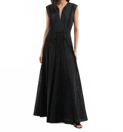 Veronica Beard Alina Eyelet Maxi Dress In Black