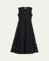 Veronica Beard Alina Tie-detailed Tasseled Broderie Anglaise Cotton Maxi Dress In Black
