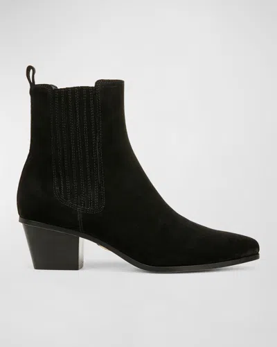 Veronica Beard Alina Suede Chelsea Booties In Black