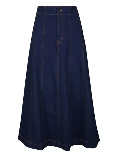 Veronica Beard Alix A-line Panelled Midi Skirt In Blue