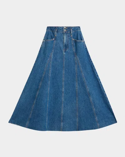 Veronica Beard Alix Denim Circle Skirt In Blue