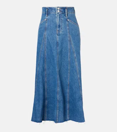 Veronica Beard Alix Denim Midi Skirt In Blue
