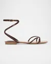 Veronica Beard Allegra Leather Flat Ankle-strap Sandals In Cedar