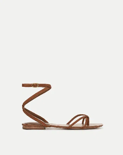 Veronica Beard Allegra Suede Ankle-wrap Sandal In Brown