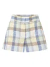 Veronica Beard Allen Checked Pleated Mini Shorts In Multi