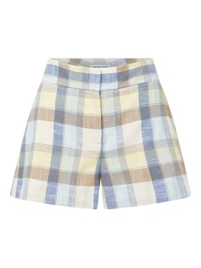 VERONICA BEARD ALLEN CHECKED PLEATED MINI SHORTS