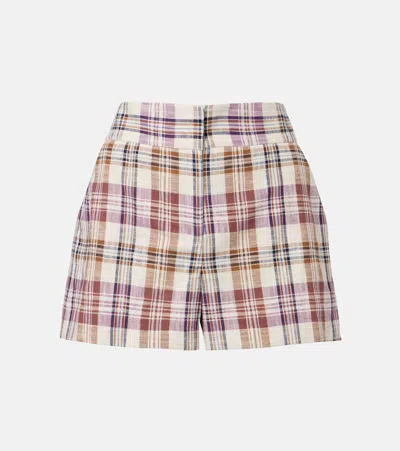 Veronica Beard Allen Cotton-blend Plaid Shorts In Sand