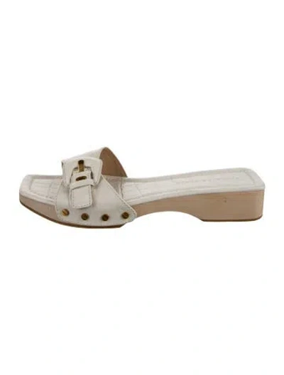 Pre-owned Veronica Beard Alligator Animal Print Slides In Neutrals