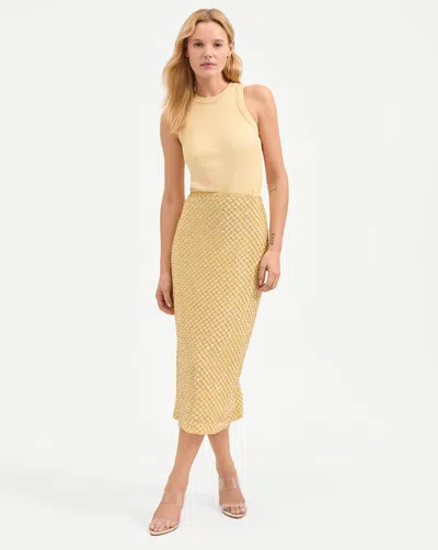 Veronica Beard Allora Beaded Midi Skirt In Yellow