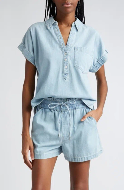 Veronica Beard Almera Chambray Button-down Top In Sky