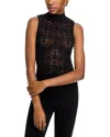 Veronica Beard Alora Sleeveless Lace Turtleneck Top In Black