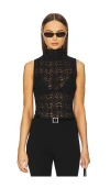 Veronica Beard Alora Sleeveless Lace Turtleneck Top In Black