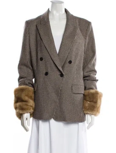 Pre-owned Veronica Beard Alpaca Houndstooth Print Blazer In Multi