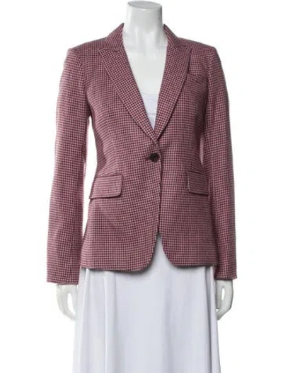 Pre-owned Veronica Beard Alpaca Houndstooth Print Blazer In Pink