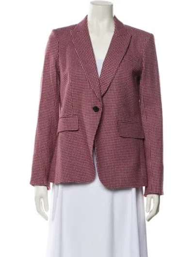 Pre-owned Veronica Beard Alpaca Houndstooth Print Blazer In Pink