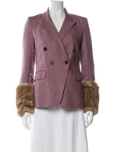 Pre-owned Veronica Beard Alpaca Houndstooth Print Blazer W/ Tags In Pink