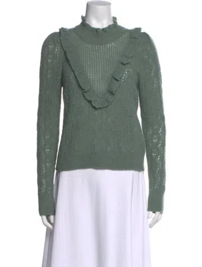 Pre-owned Veronica Beard Alpaca Mock Neck Sweater In Green