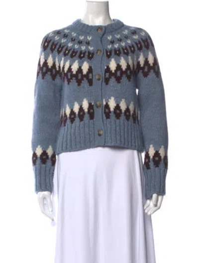 Pre-owned Veronica Beard Alpaca Patterned Sweater In Blue