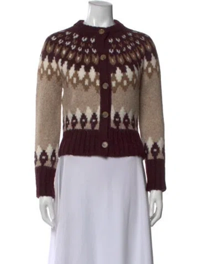 Pre-owned Veronica Beard Alpaca Patterned Sweater In Burgundy