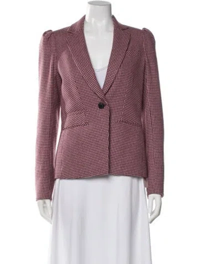 Pre-owned Veronica Beard Alpaca Plaid Print Blazer In Pink