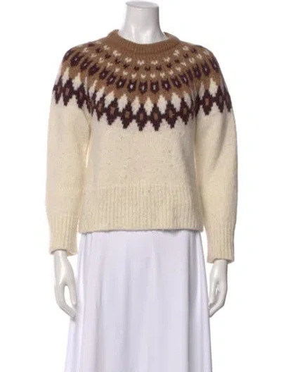 Pre-owned Veronica Beard Alpaca Printed Sweater In White