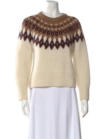 Pre-owned Veronica Beard Alpaca Printed Sweater In White