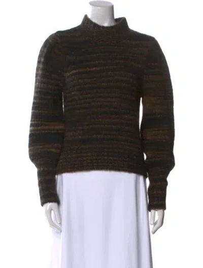 Pre-owned Veronica Beard Alpaca Striped Sweater In Black