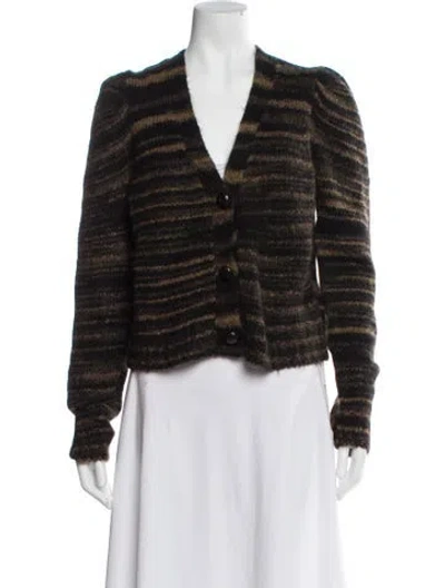 Pre-owned Veronica Beard Alpaca Striped Sweater In Black